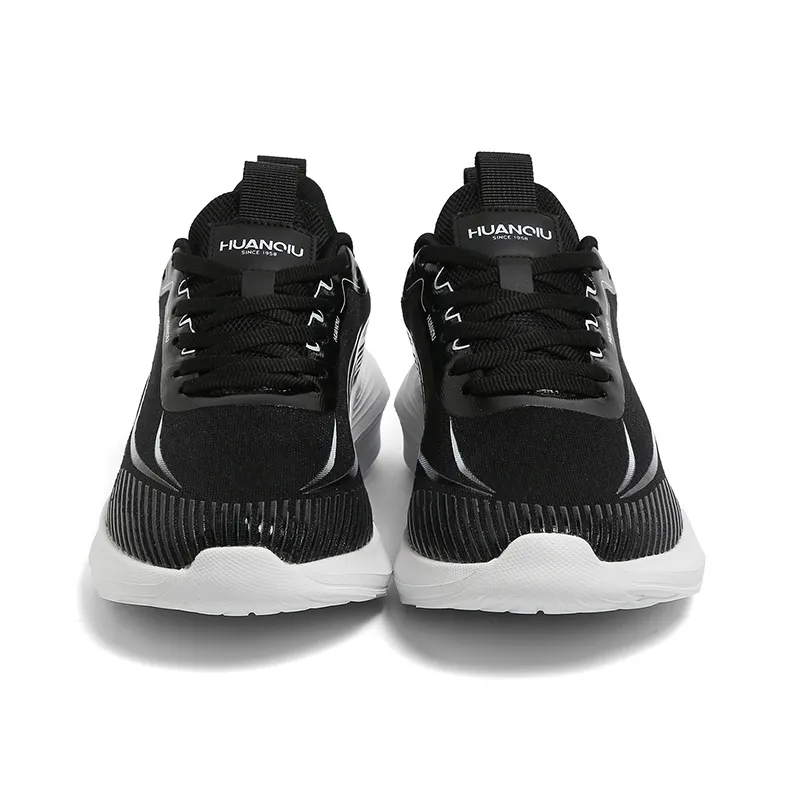 HUANQIU Slip Resistant, Abrasion Resistant, Breathable Low Top Training For Long Distance Running Shoes Men's Black-3