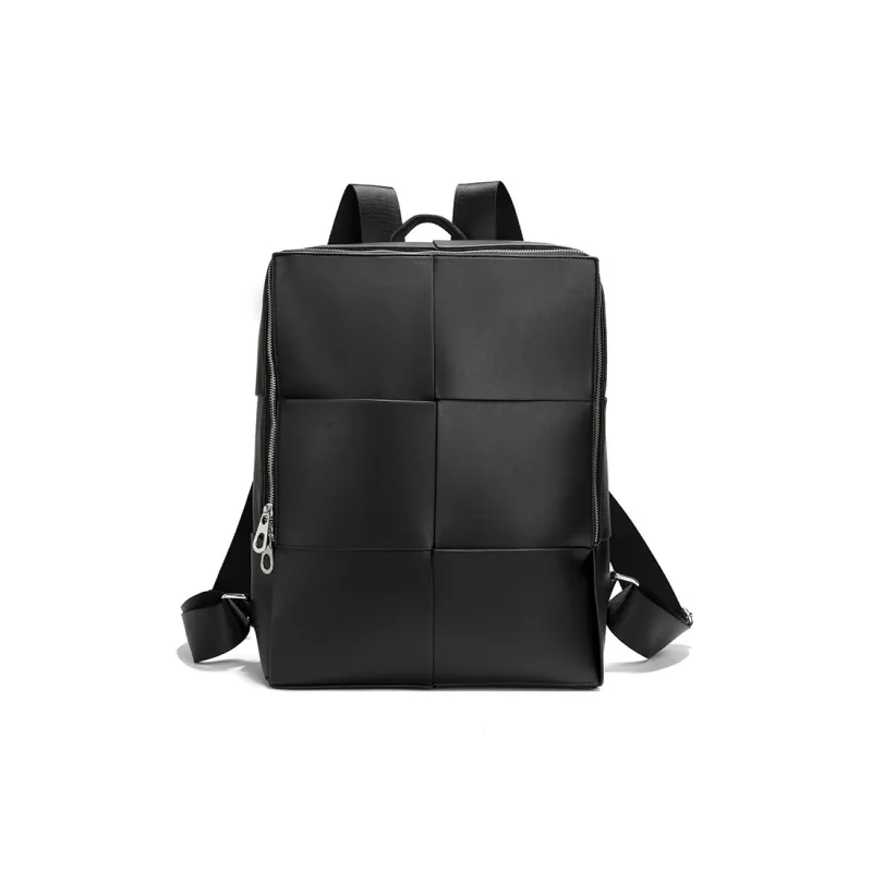 VIHUS Cow Leather With Microfiber Backpack Men's Black-0