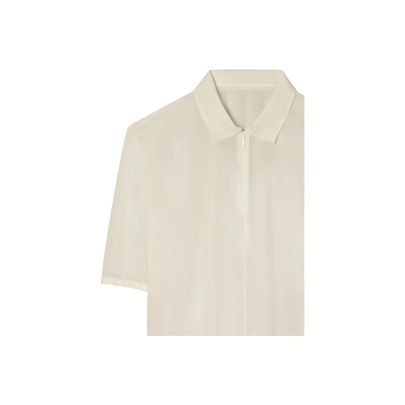 TORY BURCH Poplin Zip up Polo Shirt-1