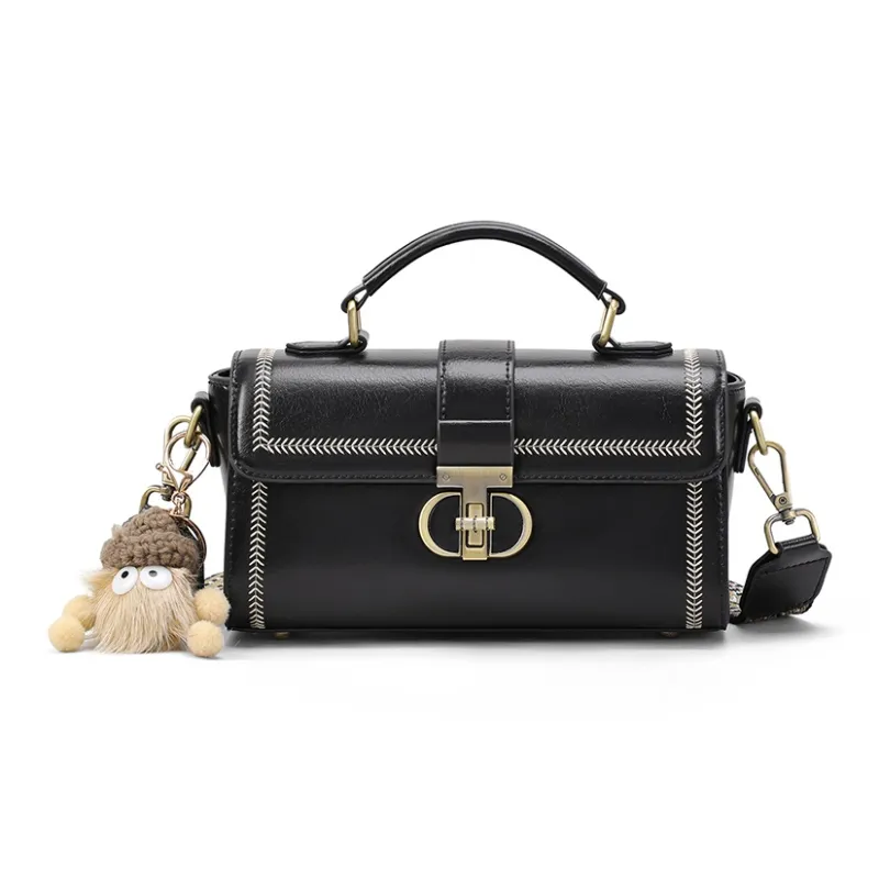 CNNCOO Synthetic Leather One Shoulder Handbag Women's Ecru/Brown/Midnight Black-15