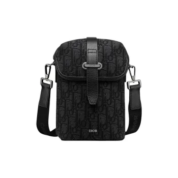 DIOR Cotton Messenger Bag Crossbody Bag Shoulder Bag Mini Women's Black