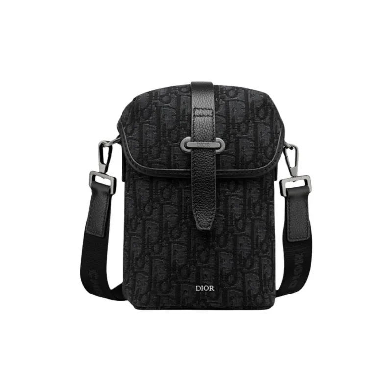 DIOR Cotton Messenger Bag Crossbody Bag Shoulder Bag Mini Women's Black-0