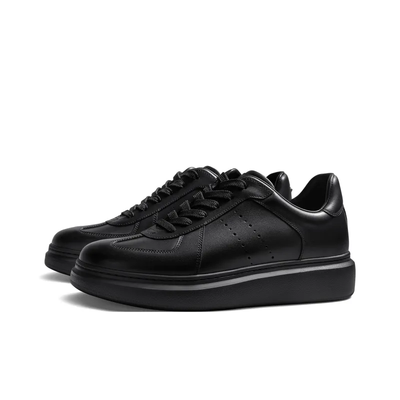 THOM WILLS Trendy Fashion Black Warrior German Army Trainers Low Top Skateboard Shoes Men's Black-1