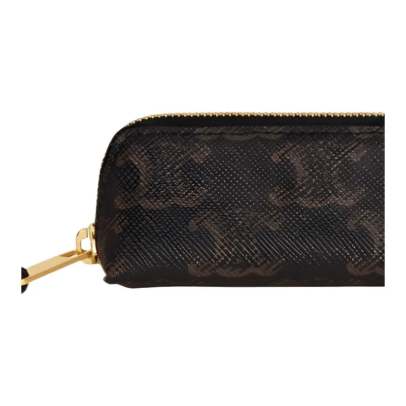 CELINE Triomphe Canvas With Leather Pencil Case Storage Bag Women's Black-3