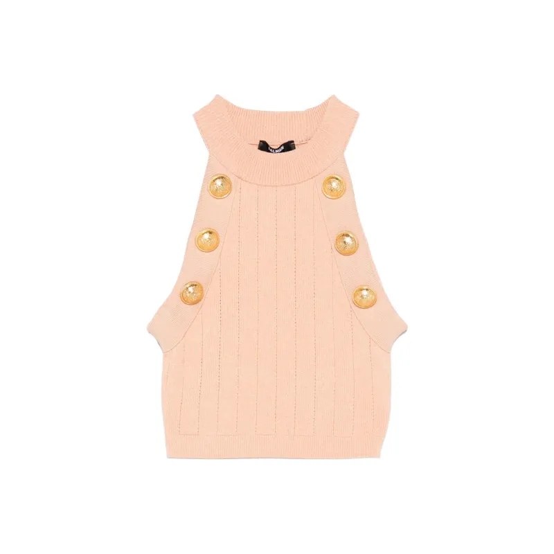 BALMAIN Halterneck Knitted Crop Top-0