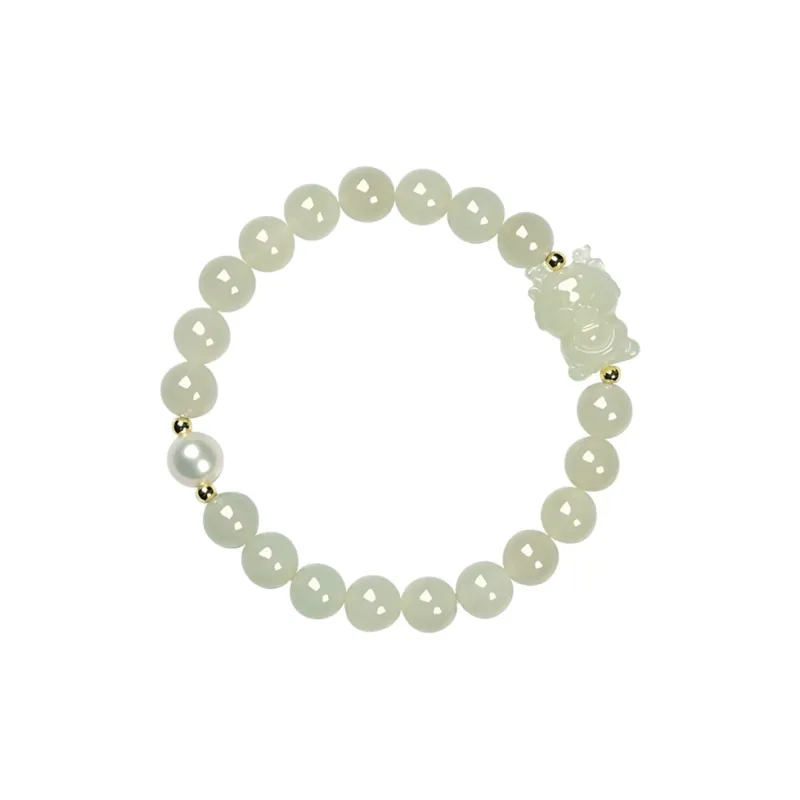 KUNYUYAO Chinese Zodiac Zodiac Year Bead Chain Beaded Bracelet White Jade Unisex-59
