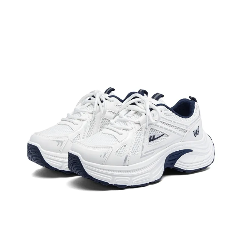 Warrior Anti Slip Wear Resistant Low Top Casual Running Shoes Women's White Dark Blue-2