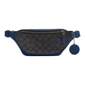 COACH Warren Coated Canvas Fanny Pack Mini Men's Charcoal Gray & Dark Blue