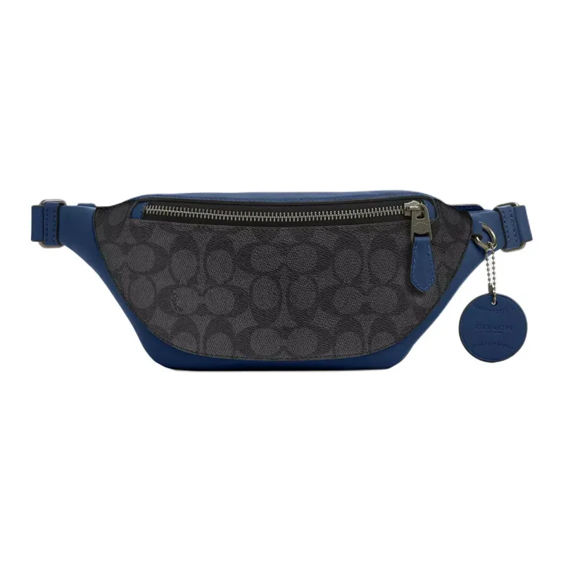 COACH Warren Coated Canvas Fanny Pack Mini Men's Charcoal Gray & Dark Blue-0
