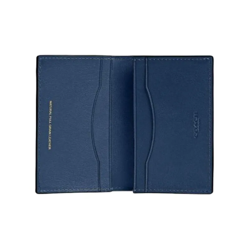 COACH Bifold Leather Card Holder Mini Men's Dark Blue-2