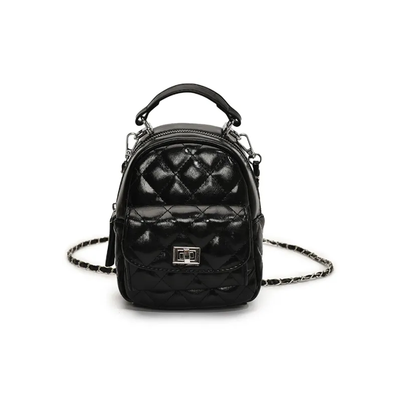 AIBAG PU Backpack Women's Pink/White/Silver/Red/Black-19
