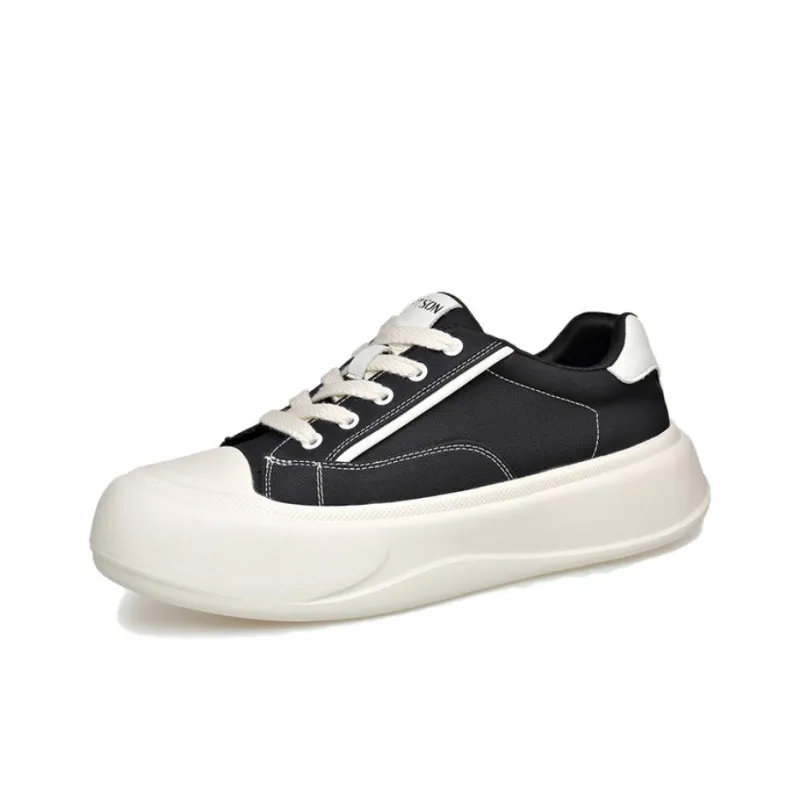 PT'SON Anti Slip Wear Resistant Low Top Canvas Shoes Men's Black-1