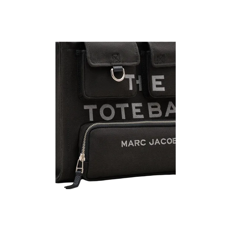 MARC JACOBS Cotton And Canvas Tote Bag, Shopping Bag, Shoulder Bag, Crossbody Bag, Handbag Medium Size Women's Black-4