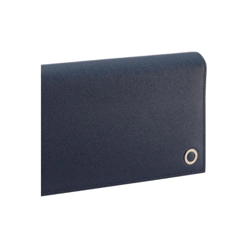 BVLGARI Series Cow Leather Wallet Tubas Men's Blue-3