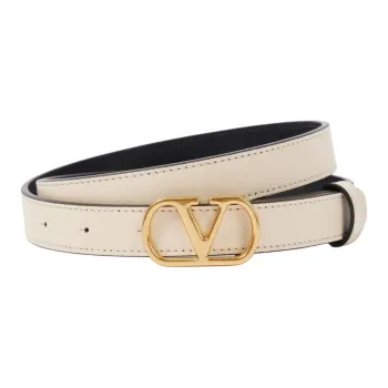 Valentino Calfskin Leather Belts Women's Beige 2CM
