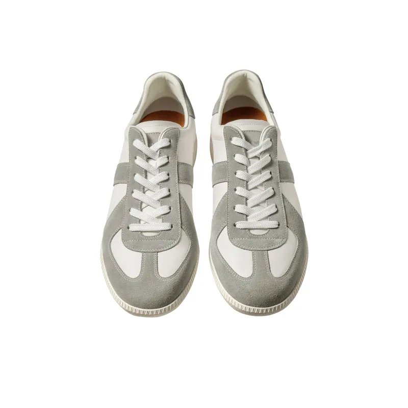 THOM WILLS Vintage Trendy German Army Trainers Low Top Skateboard Shoes Men's Light Gray White-2