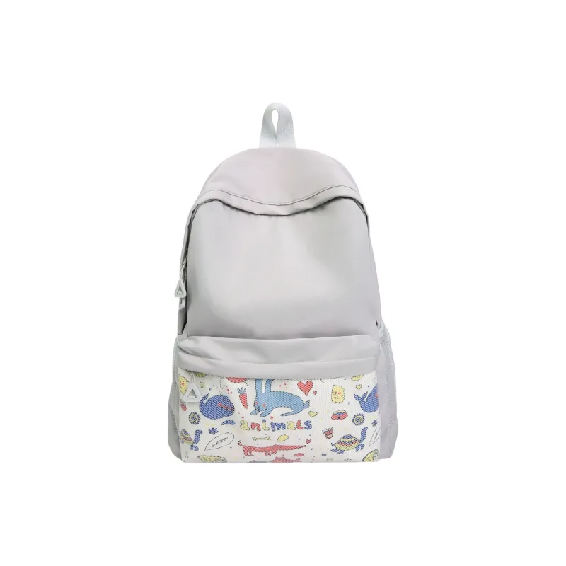 AIBAG Nylon Backpack Unisex Black/White/Gray-14