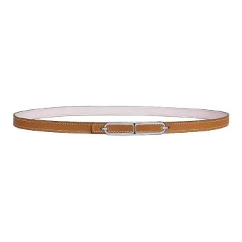 HERMES Rose Gold Plated, Calfskin, Metal Leather Belts Women's Light Pink Width 1.3CM