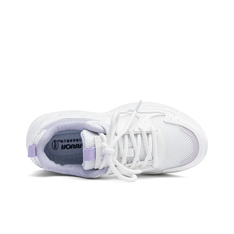 Warrior Abrasion Resistant Breathable Low Top Casual Running Shoes Women's White Purple-4