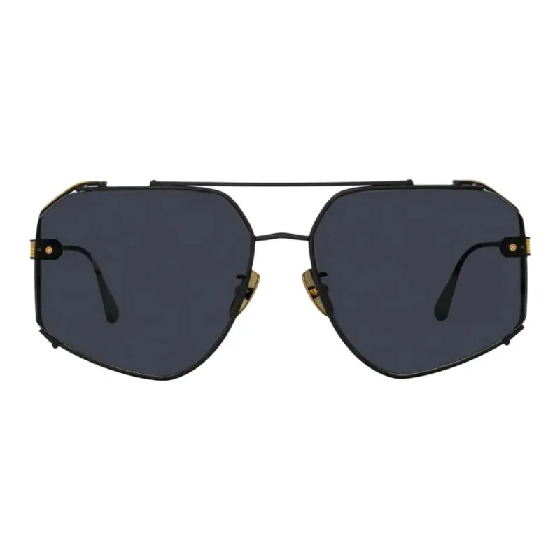 Linda Farrow Titanium Aviator Sunglasses Women's Black-0