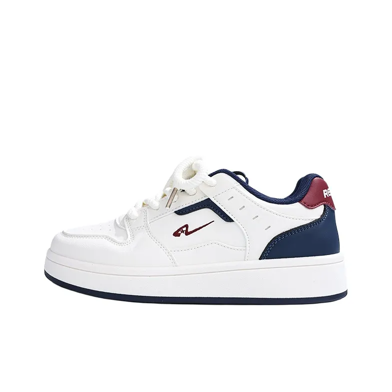 RENBEN Non slip Lightweight Low Top Skateboard Shoes Women's Beige Dark Blue-1