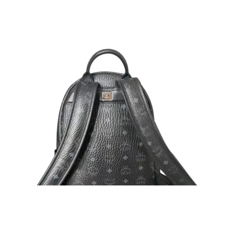MCM Artificial Leather Backpack Small Size Unisex Black-3