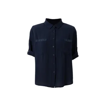 LUYOUYE Short Sleeved Shirt Women's Navy Blue