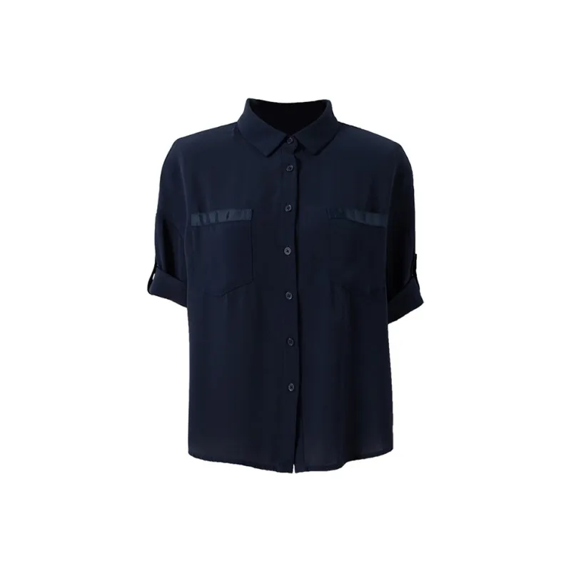 LUYOUYE Short Sleeved Shirt Women's Navy Blue-0