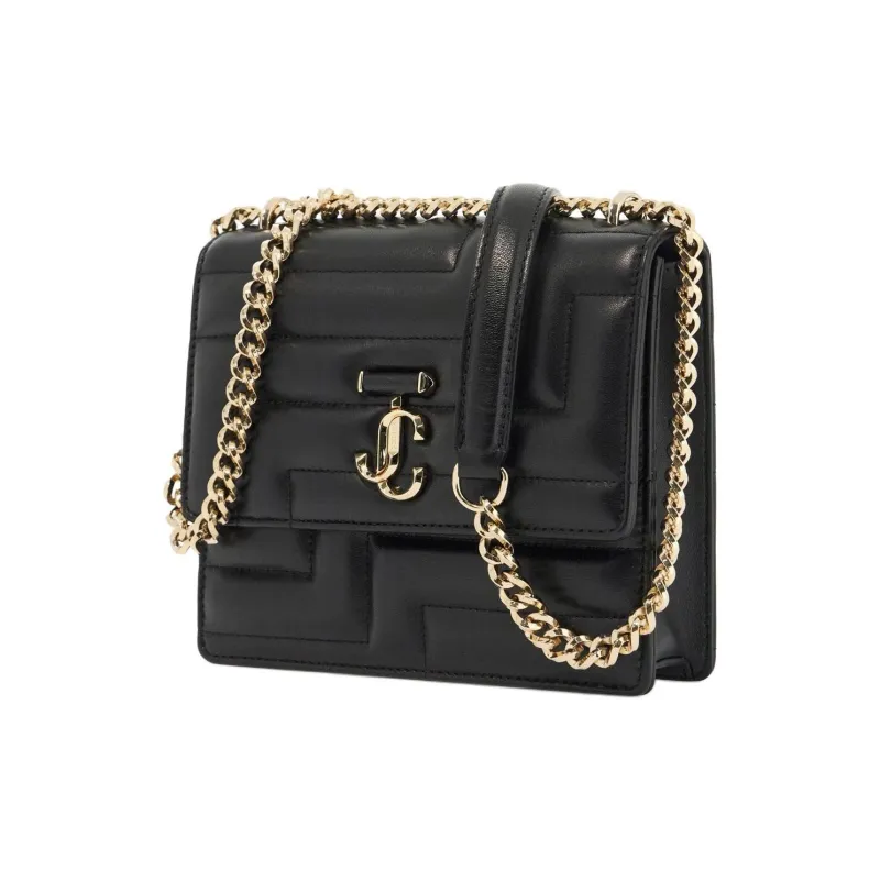 Jimmy Choo Lambskin Shoulder Bag Unisex Black-1