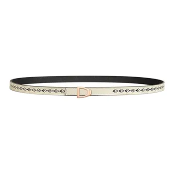 HERMES Metal Leather Belts Women's Yellow Width 1.3CM