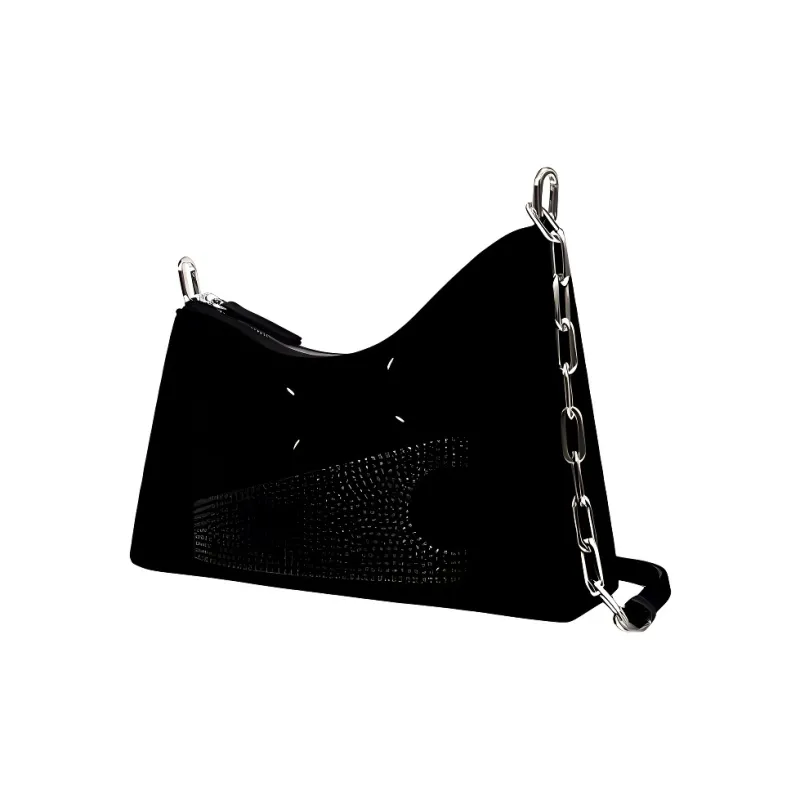 Maison Margiela Snatched Fabric Hobo Bag, Shoulder Bag Small Size Women's Black-1