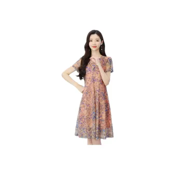Flowers In Water Short Sleeved Dress Women's