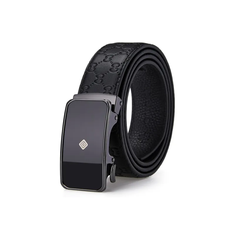 Jeccieziio Cow Leather Belts Men's Gunmetal, Gold, Silver Width 3.5cm-0