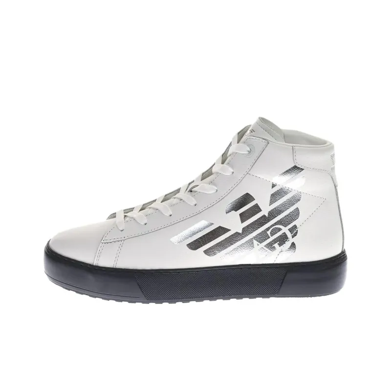 EMPORIO ARMANI EA7 High Top Skateboard Shoes Men's White-0