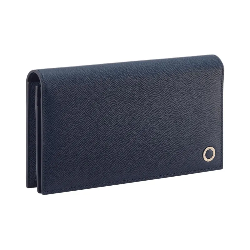 BVLGARI Series Cow Leather Wallet Tubas Men's Blue-0