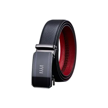 ELLE HOMME Top Grain Cow Leather Belts Men's Gunmetal Width 3.5cm