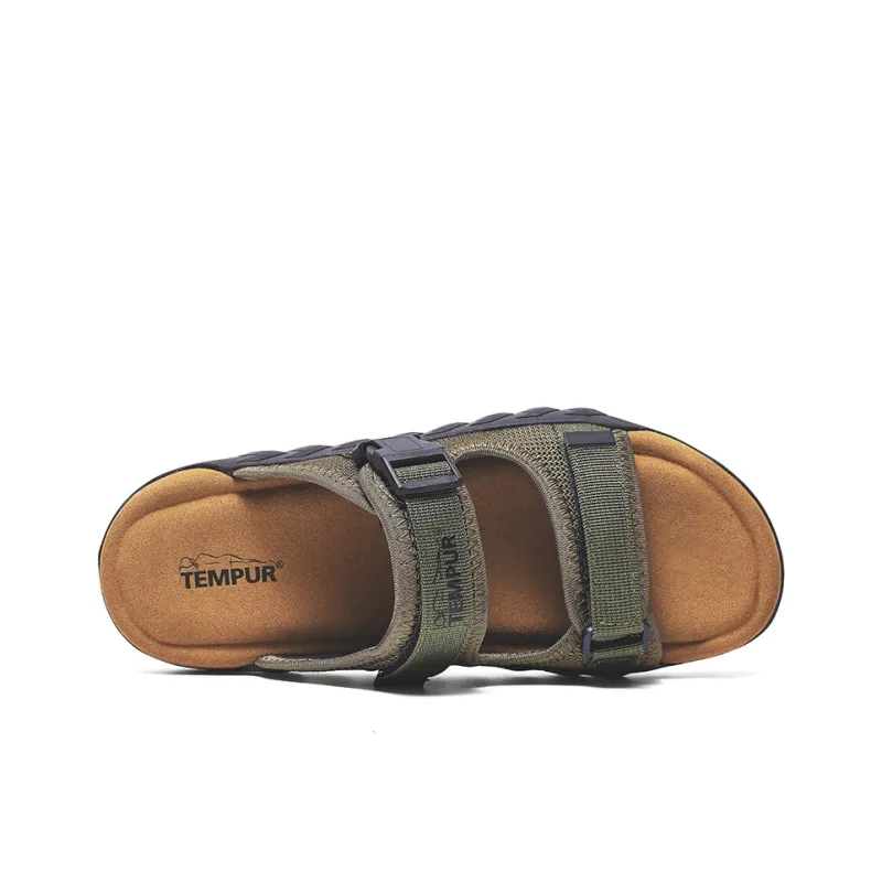 TEMPUR Rubber Sole Abrasion Resistant Slide Slippers Men's Green-3