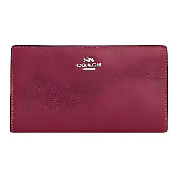 COACH Pebbled Leather Wallet Women's Bright Purple