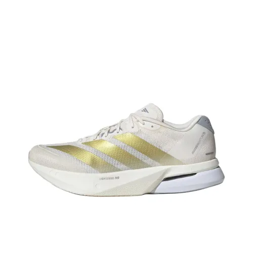 Adidas Adizero Boston 13 Anti Slip Wear Resistant Low Top Running Shoes Men's White Gold
