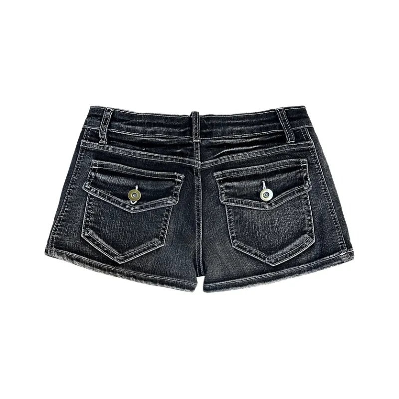 HTHK Denim Shorts Women's Black Gray Color-1