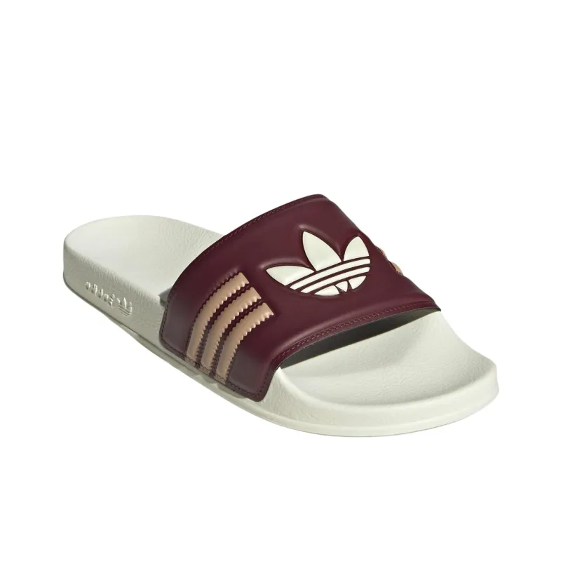 Adidas Adilette Slides Shadow Red Cream White Warm Sandstone-2