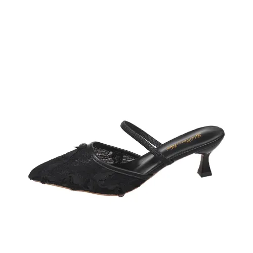 AJPAP Rubber Sole Embroidery Closed Toe Slippers Women's