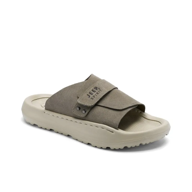 JEEP SPIRIT Quiet Slip Resistant Abrasion Resistant Antibacterial Cushioning Slide Slippers Men's Natural Deer-1