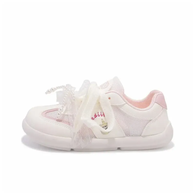 SHUMO Shock Absorbing, Non Slip, Wear Resistant, Breathable And Lightweight Low Top Casual Shoes Women's White Pink-0