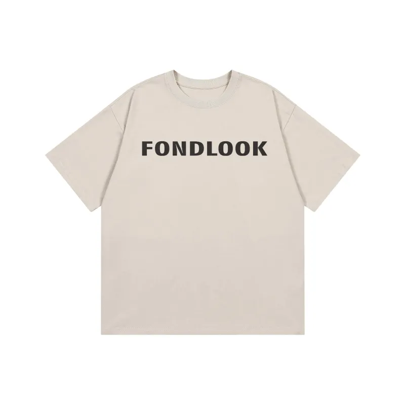 FONDLOOK T Shirts Unisex Light Beige Apricot-1