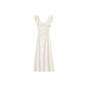 DOKZB Sleeveless Dresses Women's Apricot