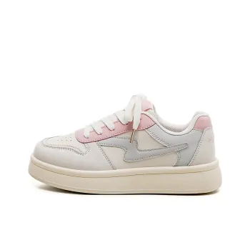 HUANQIU Abrasion Resistant, Lightweight, And Breathable Low Top Skateboard Shoes Women's Beige Pink