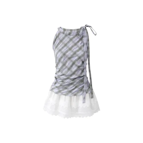 DOKZB Sleeveless Dresses Women's Green Purple