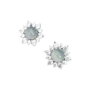 CUIYUYAWEI Chalcedony Jade Stud Earrings Women's