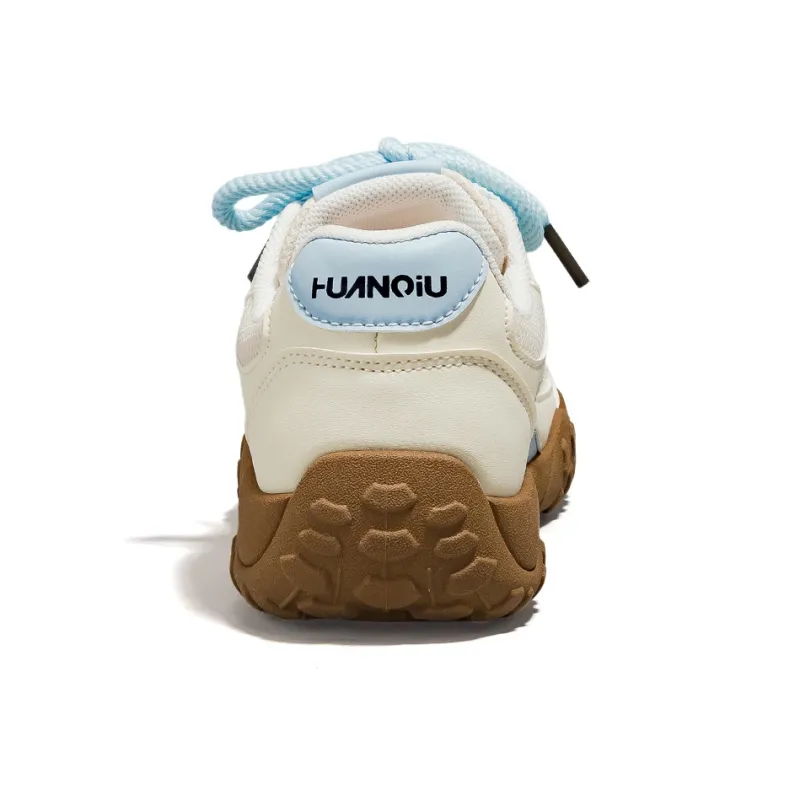 HUANQIU Cushioning, Abrasion Resistant, Height Increasing Low Top Casual Shoes Women's Yellow Blue-3